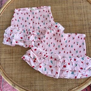 Forever 21 Sweet Pink Strawberry Print Ruffle Mini Skirt